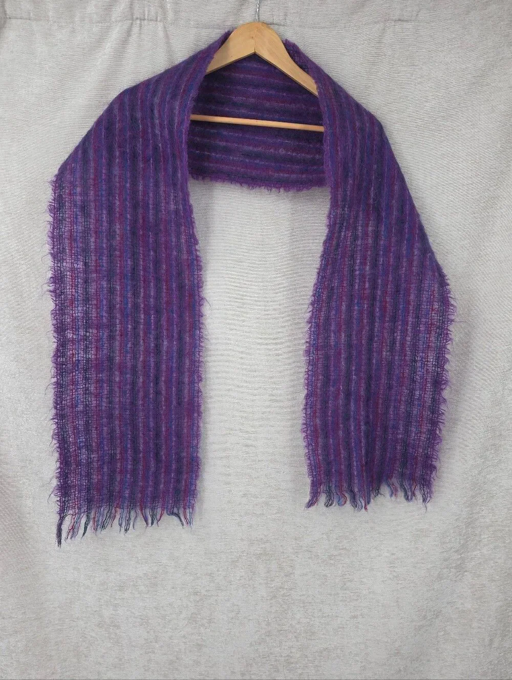 Vintage Handwoven Purple Mohair Scarf